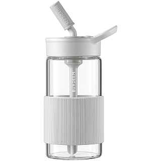 BUYDEEM Szklana butelka ze з трубочкою 500 ml, CD1017, Oat White