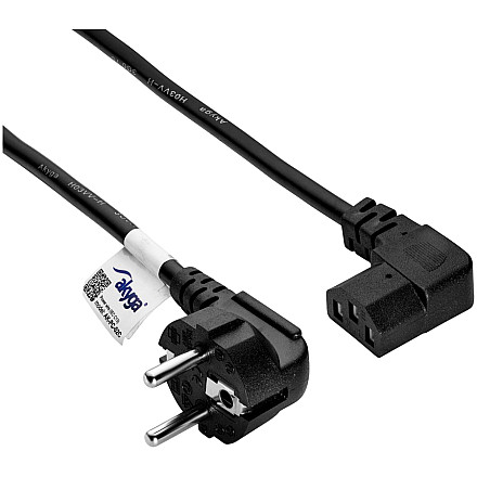 AKYGA Kabel zasilający kątowy Akyga AK-PC-02C CU 3x0.75mm² CEE 7/7 / IEC C13 1.5m - 2