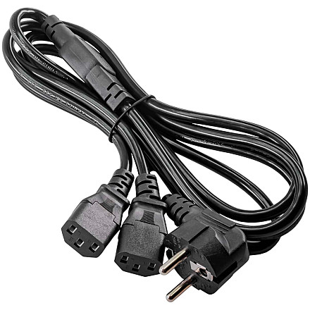 AKYGA Kabel zasilający Y rozdzielacz Akyga AK-PC-04A CCA 3x0.5mm² CEE 7/7 / 2x IEC C13 1.8 m - 1