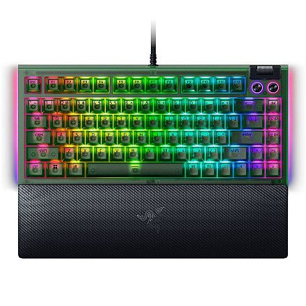 Razer BlackWidow V4 75% Phantom Green Edition, US Layout, Razer Chroma RGB, Hot-swappable Design, Detachable Type C Cable, PCB & Case sound dampening foam, Up to 8,000 Hz polling rate, Doubleshot ABS Keycaps, Magnetic Plush Leatherette - 1