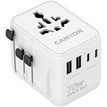 CANYON Adapter Podróżny OnTour 70W EU/UK/US/AUS Biały
