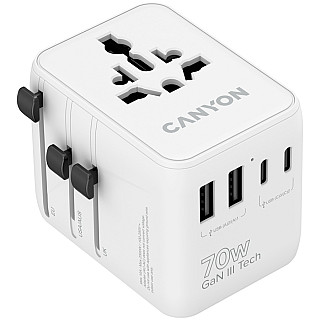 CANYON Adapter Podróżny OnTour 70W EU/UK/US/AUS Biały
