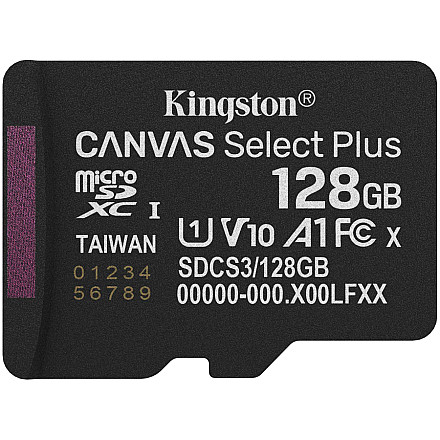 Kingston 128GB micSDXC Canvas Select Plus Gen3 150R A1 Single Pack w/o ADP - 1