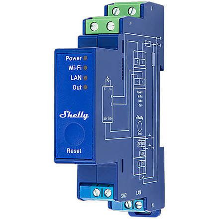 SHELLY Pro Dimmer 0/1-10V PM модульний контролер на дін-рейку для керування яскравістю світла з вимірюванням потужності - 1