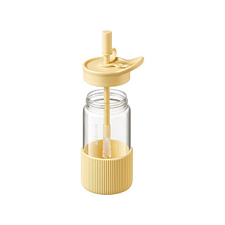 BUYDEEM Portable Glass Straw Bottle 550ml, model DG425, color Mellow Yellow