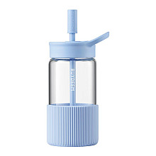 BUYDEEM Portable Glass Straw Bottle 550ml, model DG425, color Blue