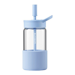 BUYDEEM Portable Glass Straw Bottle 550ml, model DG425, color Blue