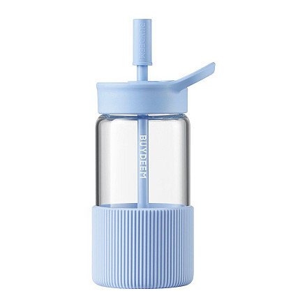 BUYDEEM Portable Glass Straw Bottle 550ml, model DG425, color Blue - 1