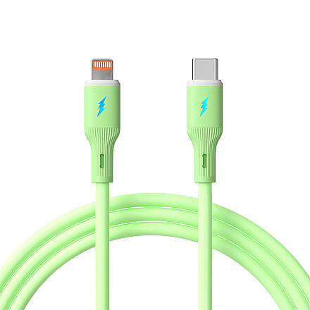 AKYGA Kabel USB Akyga AK-USB-73 USB type C (m) / Lightning (m) ver. 2.0 30W 1m zielony silikonowy - 1