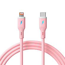 AKYGA Kabel USB Akyga AK-USB-71 USB type C (m) / Lightning (m) ver. 2.0 30W 1m różowy silikonowy