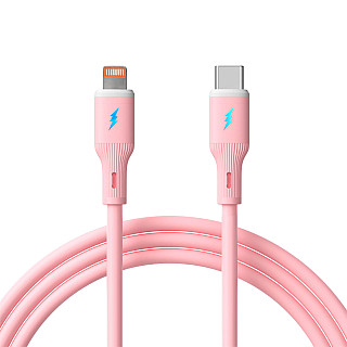 AKYGA Kabel USB Akyga AK-USB-71 USB type C (m) / Lightning (m) ver. 2.0 30W 1m różowy silikonowy