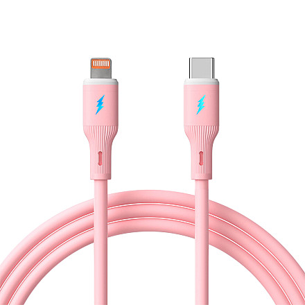 AKYGA Kabel USB Akyga AK-USB-71 USB type C (m) / Lightning (m) ver. 2.0 30W 1m różowy silikonowy - 1