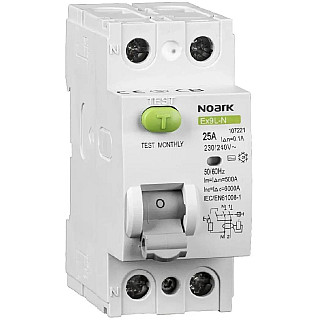 WYŁĄCZNIK RÓŻNICOWOPRĄDOWY, 6 KA, 40A, 30MA, 2P TYP AC EX9L-N Noark 108315