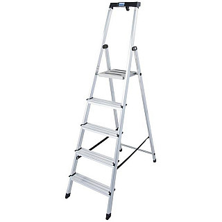 Drabina aluminiowa jednostronna Krause SAFETY 1x5 z półką 126337