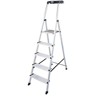 Drabina aluminiowa jednostronna Krause SECURY MultiGrip 1x5 z półką 126535